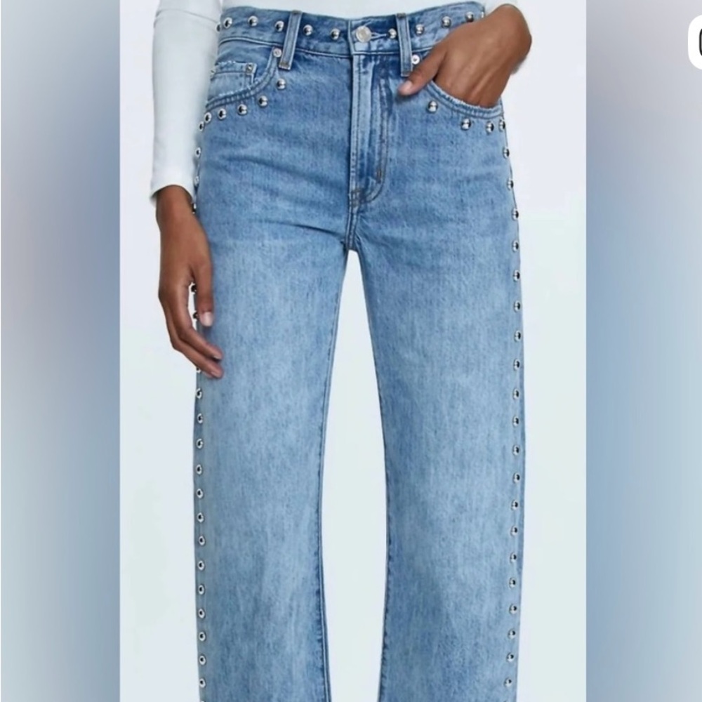 Pistola Lexi Mid Rise Bowed Straight Jean Studded